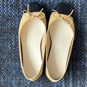chanel ballet flats beige